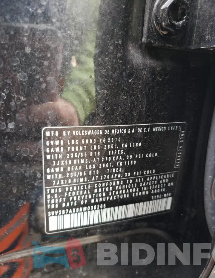 3VV2B7AX8NM038265 Photo# 13