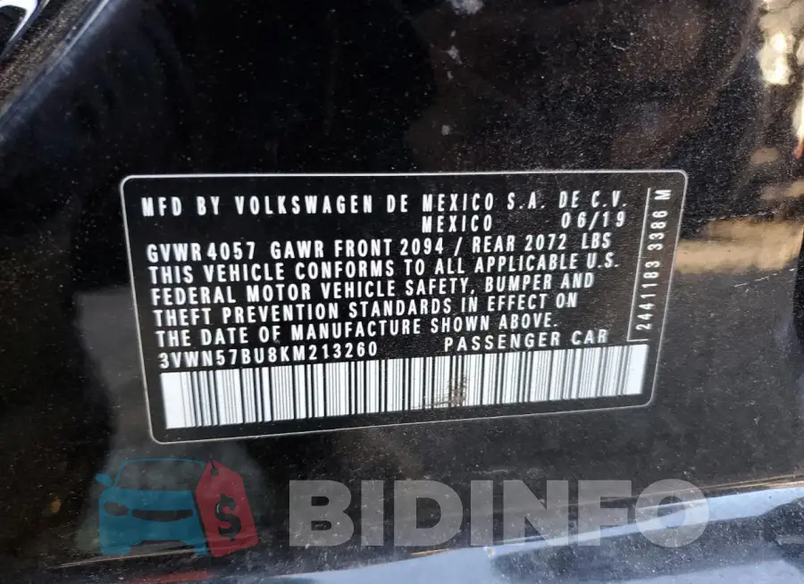 3VWN57BU8KM213260 Photo# 12