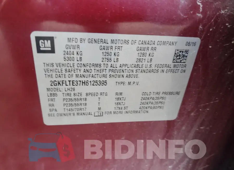 2GKFLTE37H6125395 Photo# 12