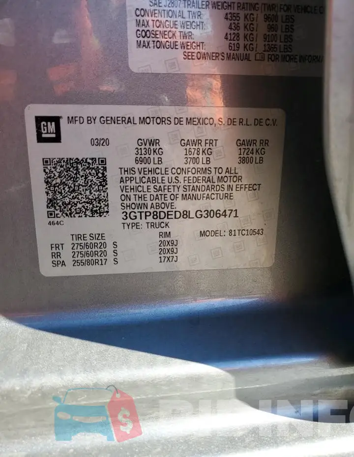 3GTP8DED8LG306471 Photo# 13