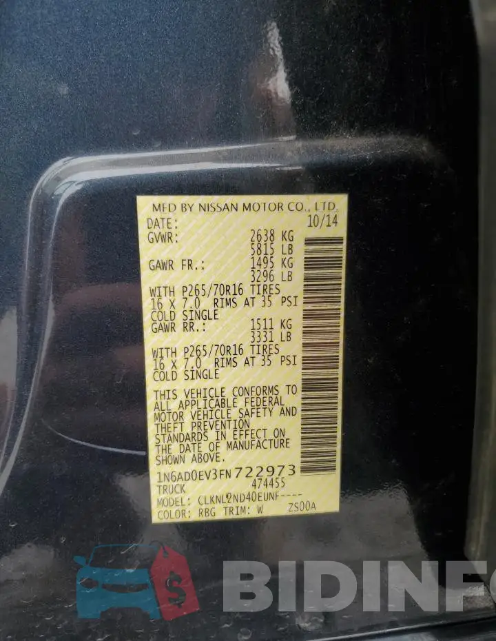 1N6AD0EV3FN722973 Photo# 12