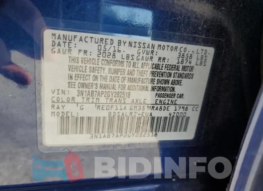 3N1AB7AP2GY282518 Photo# 13