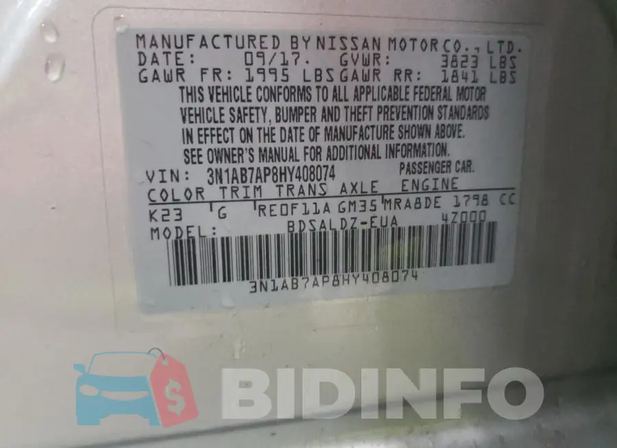 3N1AB7AP8HY408074 Photo# 12