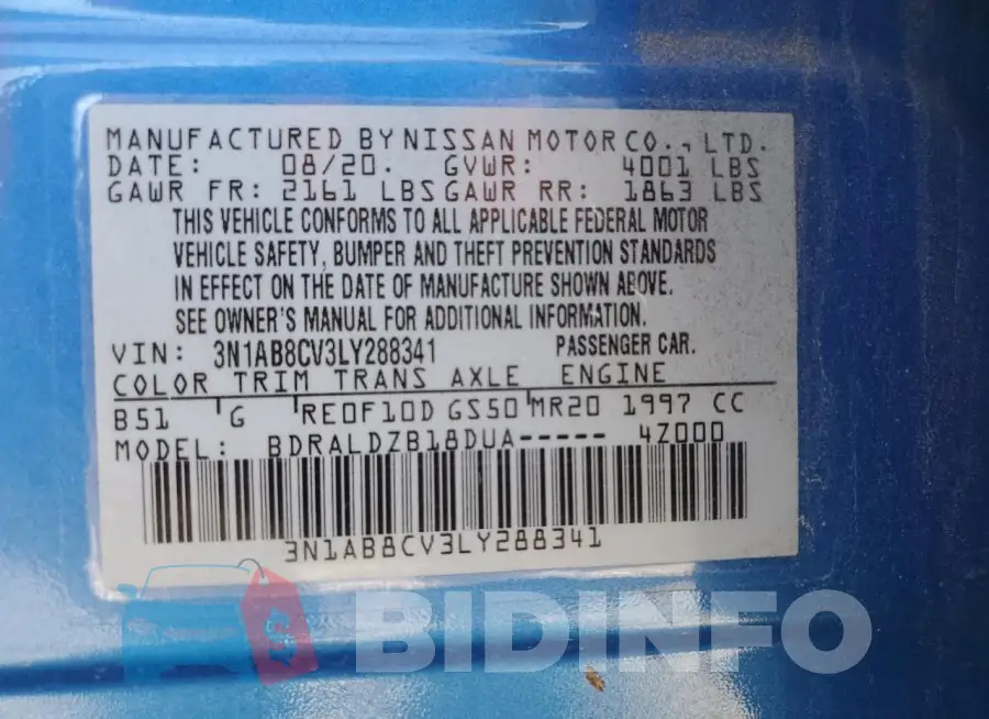 3N1AB8CV3LY288341 Photo# 12