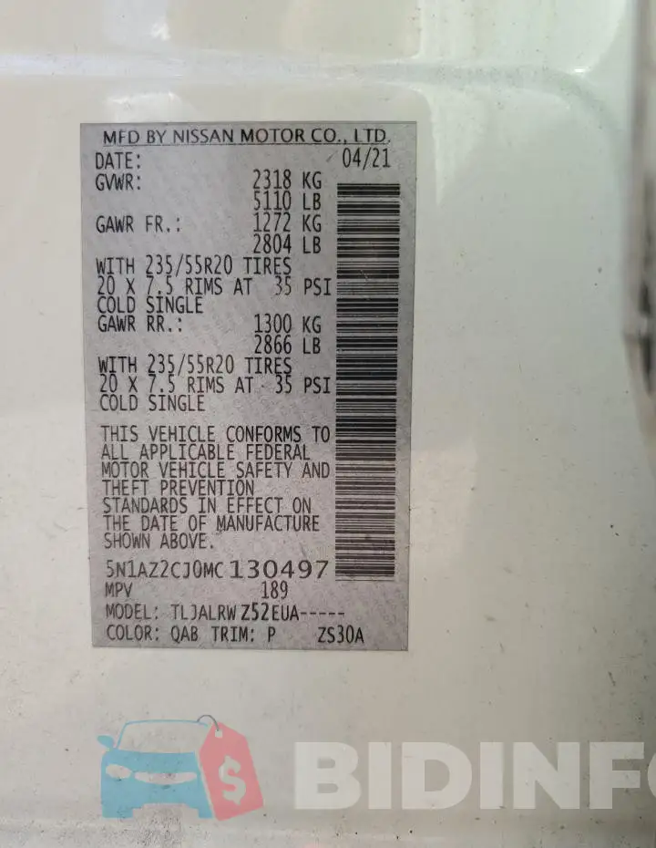 5N1AZ2CJ0MC130497 Photo# 13