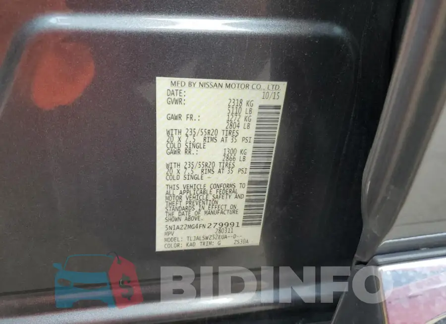 5N1AZ2MG4FN279991 Photo# 13