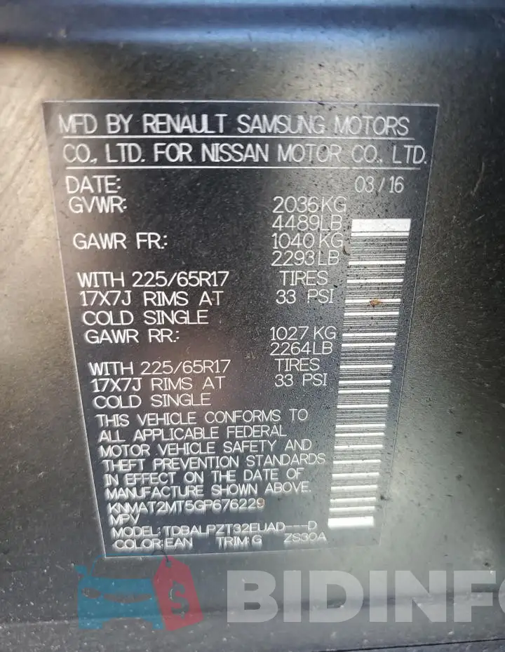 KNMAT2MT5GP676229 Photo# 12