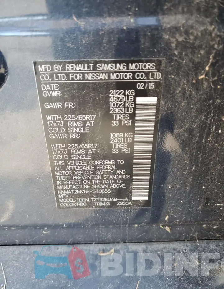 KNMAT2MV6FP540658 Photo# 13