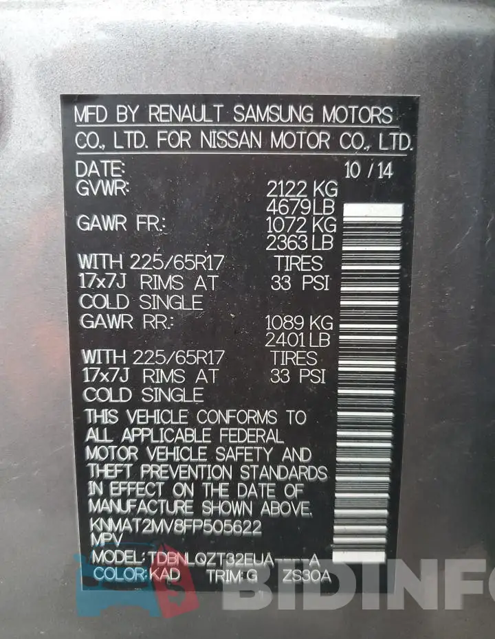 KNMAT2MV8FP505622 Photo# 13