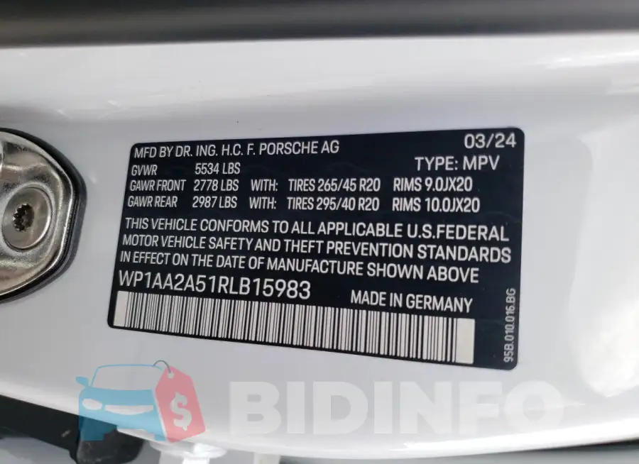 WP1AA2A51RLB15983 Photo# 14