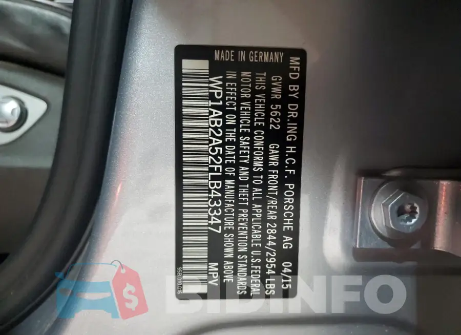 WP1AB2A52FLB43347 Photo# 14