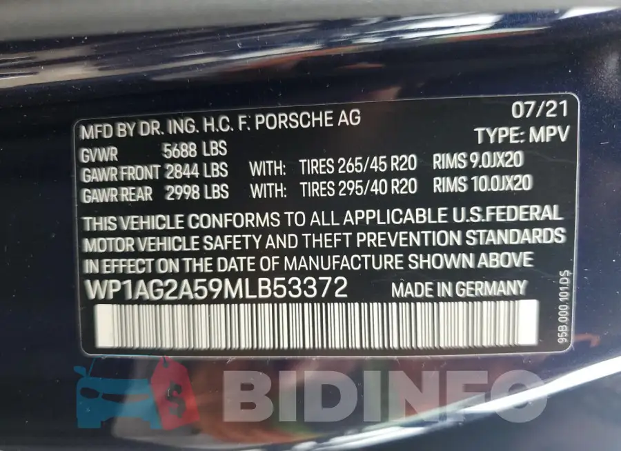 WP1AG2A59MLB53372 Photo# 14
