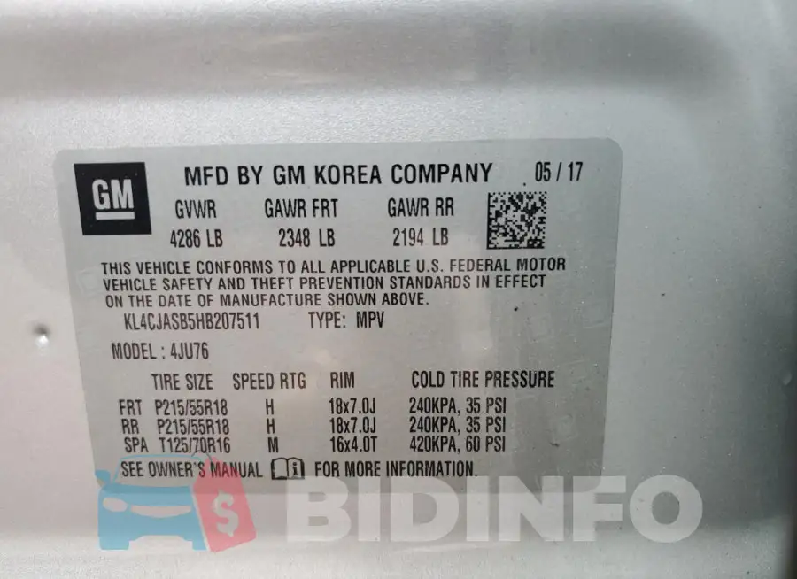 KL4CJASB5HB207511 Photo# 12