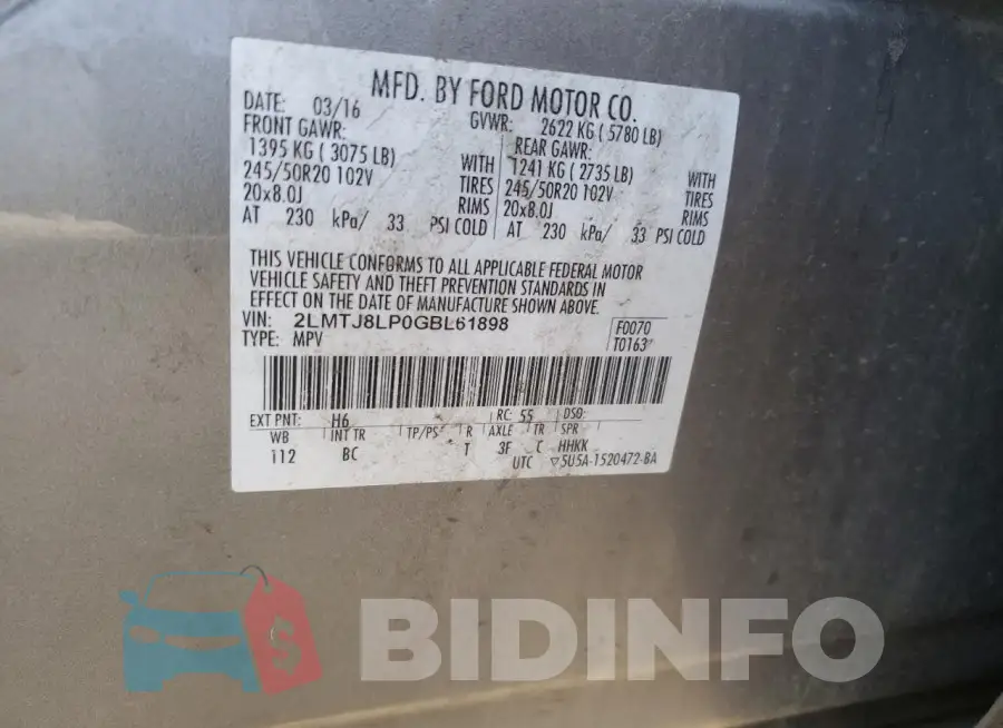 2LMTJ8LP0GBL61898 Photo# 13