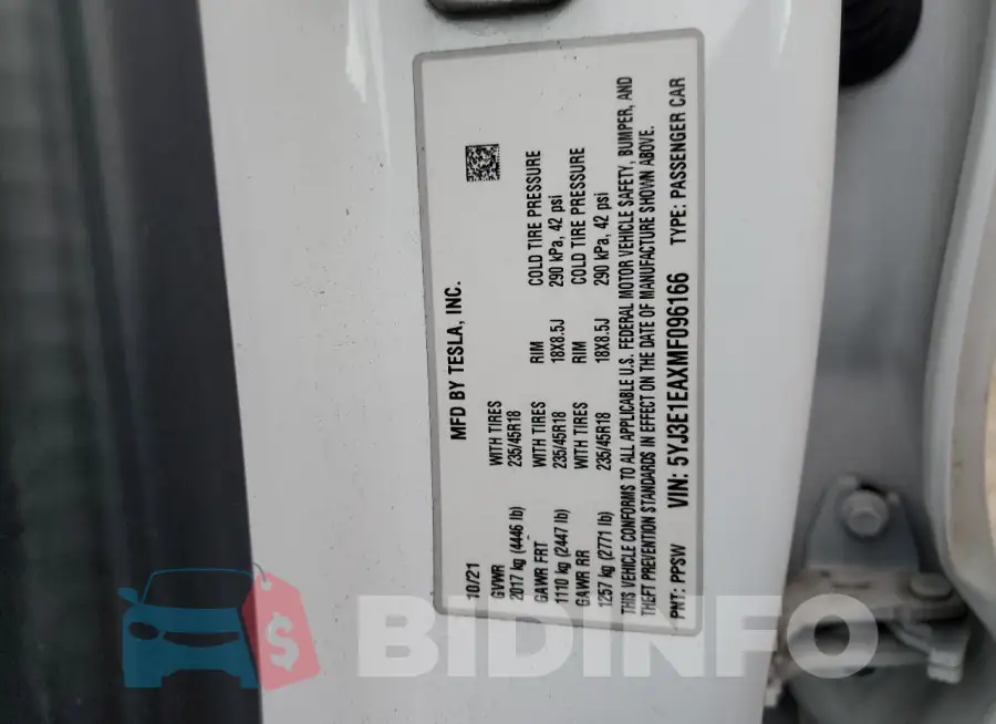 5YJ3E1EAXMF096166 Photo# 12