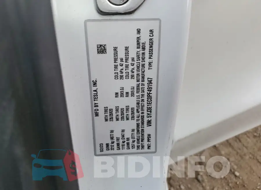 5YJ3E1EC0PF491947 Photo# 12