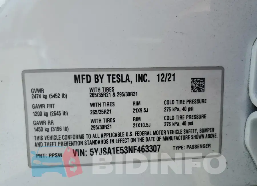 5YJSA1E53NF463307 Photo# 13
