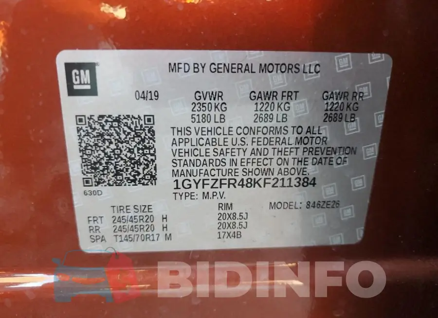1GYFZFR48KF211384 Photo# 14
