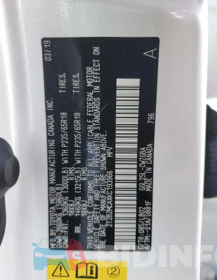 2T2BZMCAXKC193966 Photo# 13