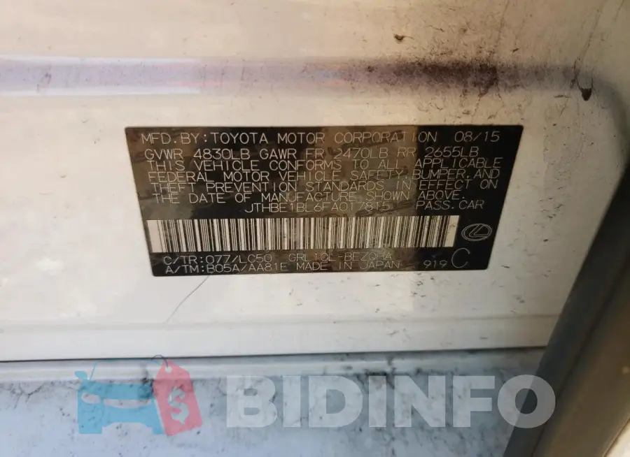 JTHBE1BL6FA017815 Photo# 12