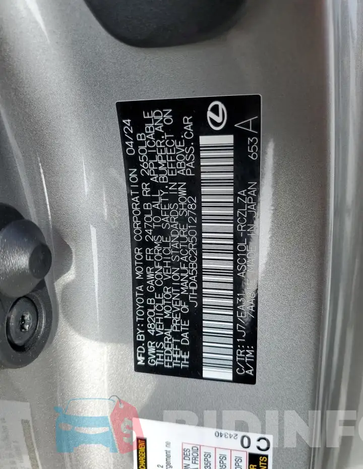 JTHDA5BC2R5012782 Photo# 12