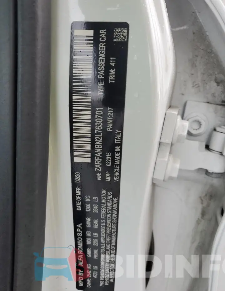 ZARFANBN2L7630701 Photo# 12