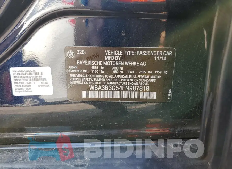 WBA3B3G54FNR87818 Photo# 12