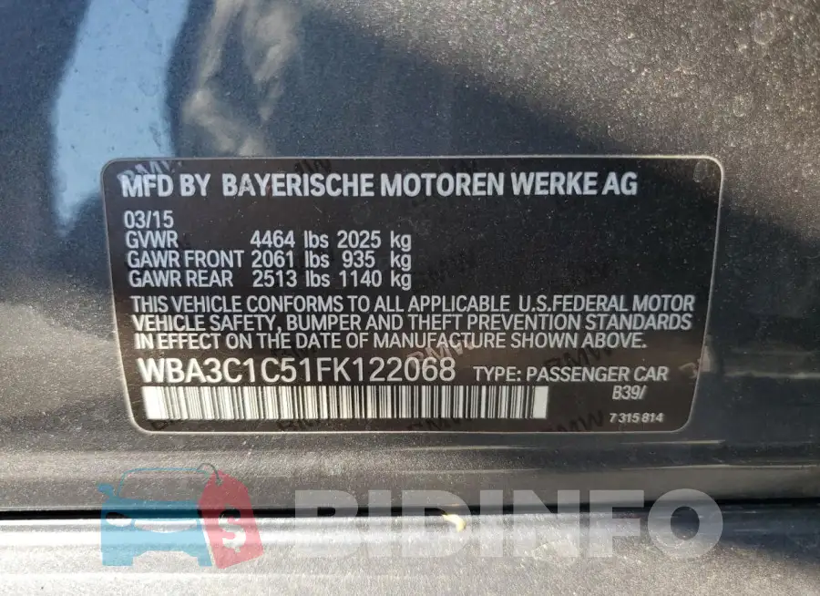 WBA3C1C51FK122068 Photo# 12