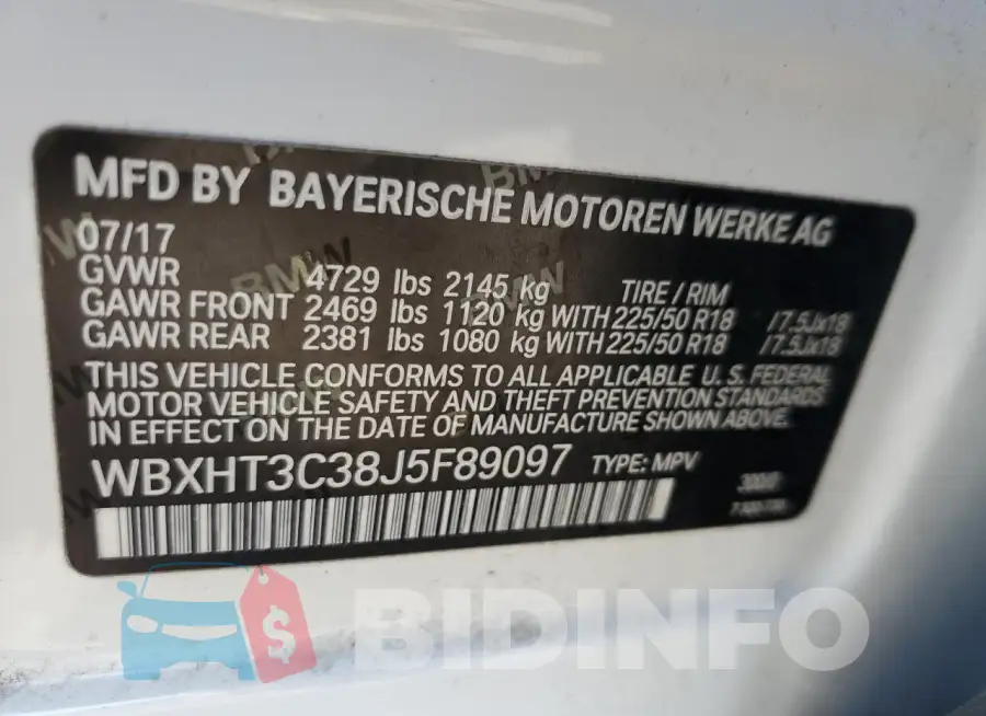 WBXHT3C38J5F89097 Photo# 13