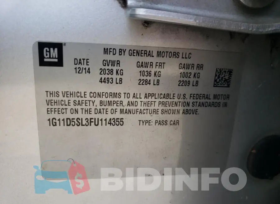 1G11D5SL3FU114355 Photo# 12