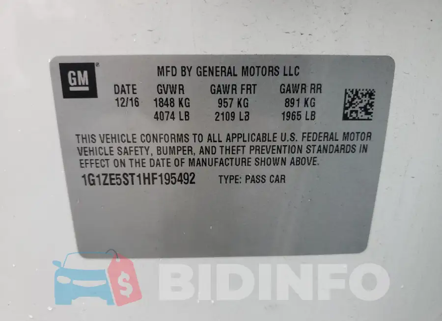 1G1ZE5ST1HF195492 Photo# 13