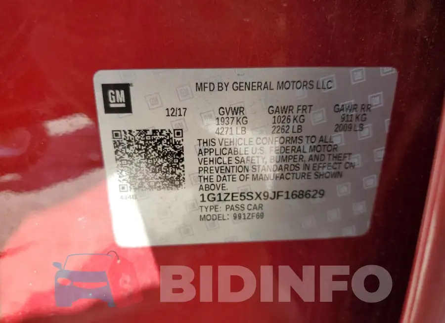 1G1ZE5SX9JF168629 Photo# 12