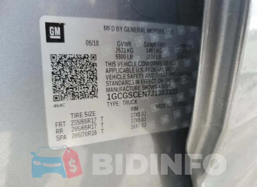 1GCGSCEN7J1303321 Photo# 12