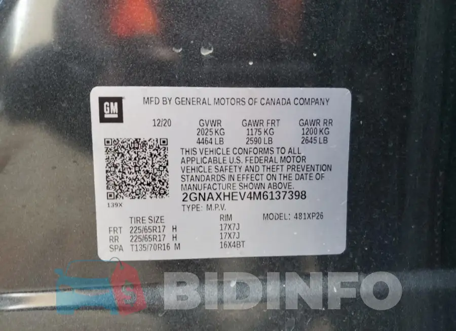 2GNAXHEV4M6137398 Photo# 12