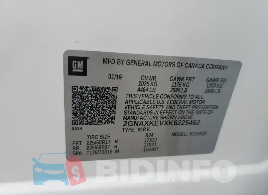 2GNAXKEVXK6225463 Photo# 13