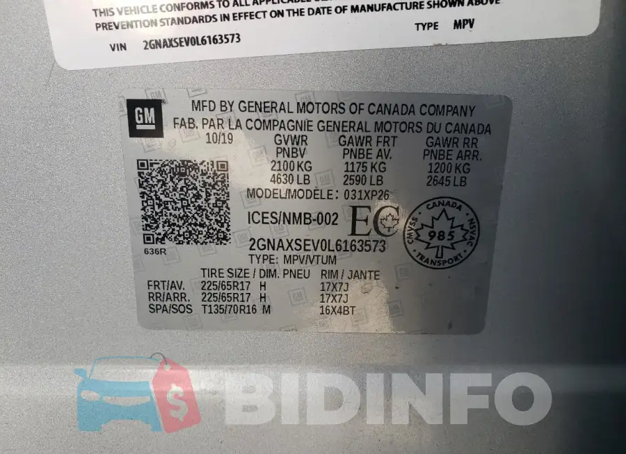 2GNAXSEV0L6163573 Photo# 14