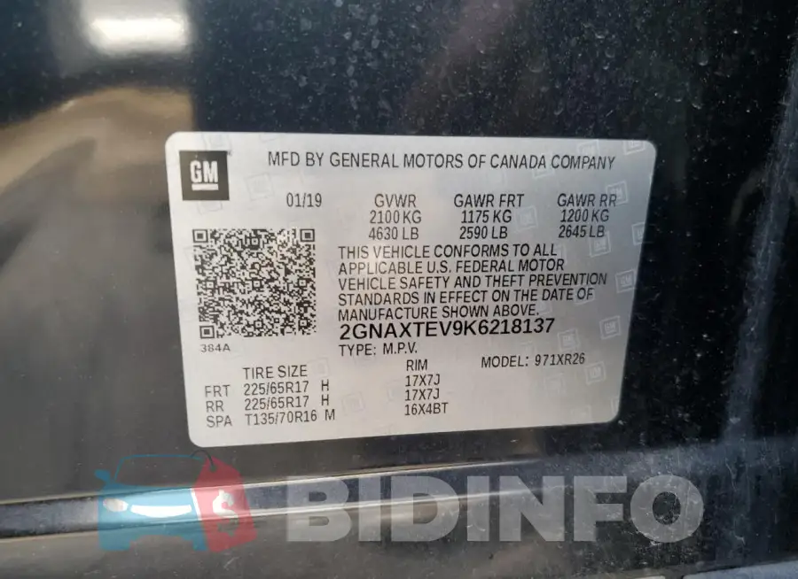 2GNAXTEV9K6218137 Photo# 13