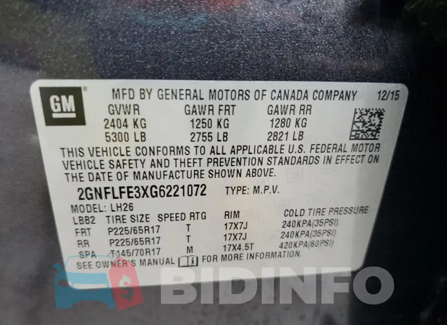 2GNFLFE3XG6221072 Photo# 14