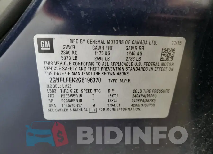 2GNFLFEK2G6196370 Photo# 13
