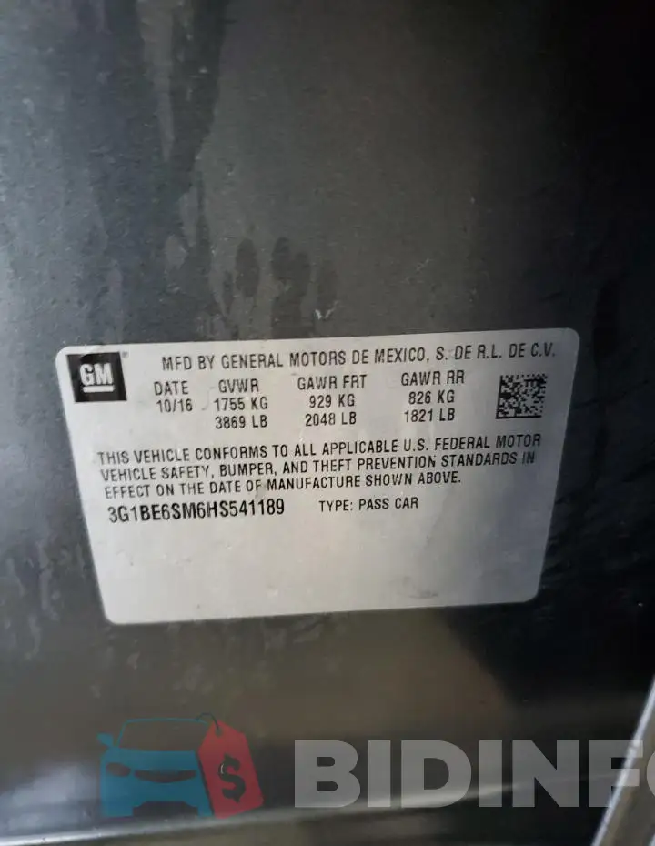3G1BE6SM6HS541189 Photo# 12