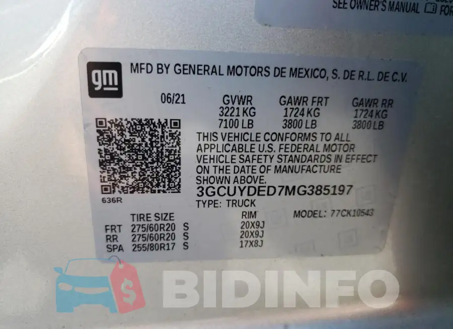 3GCUYDED7MG385197 Photo# 12