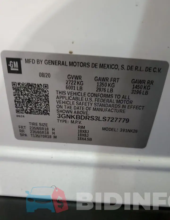 3GNKBDRS3LS727779 Photo# 13