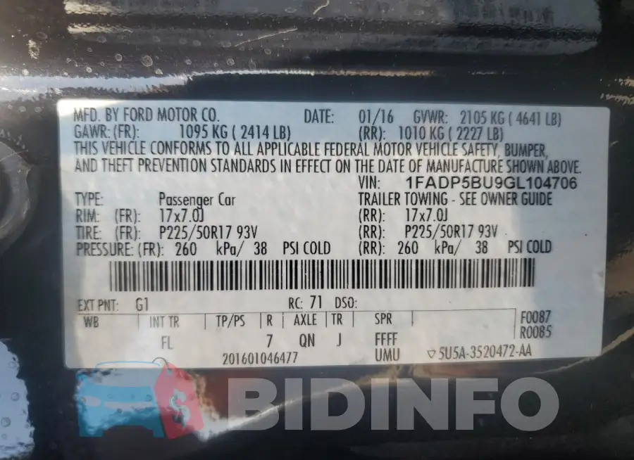 1FADP5BU9GL104706 Photo# 13
