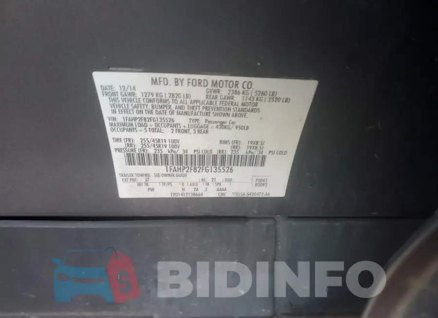 1FAHP2F82FG135526 Photo# 12