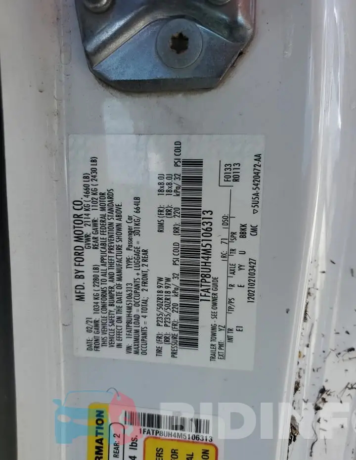 1FATP8UH4M5106313 Photo# 13