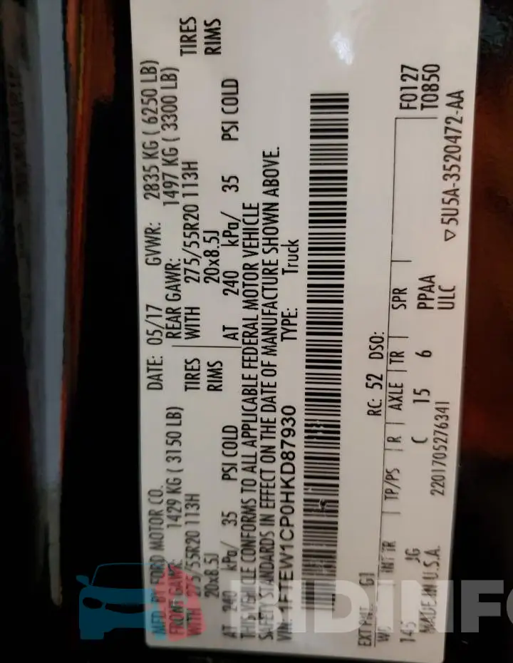 1FTEW1CP0HKD87930 Photo# 12