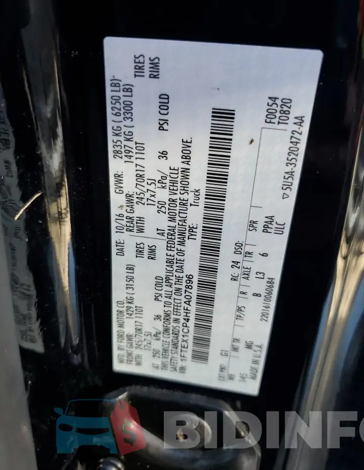 1FTEX1CP4HFA07896 Photo# 13