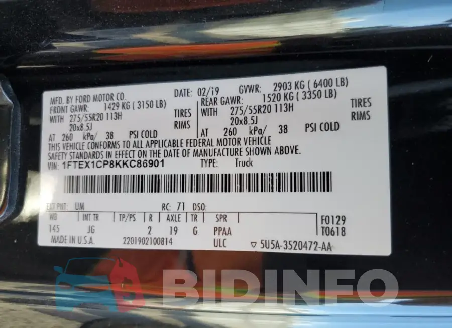 1FTEX1CP8KKC86901 Photo# 12