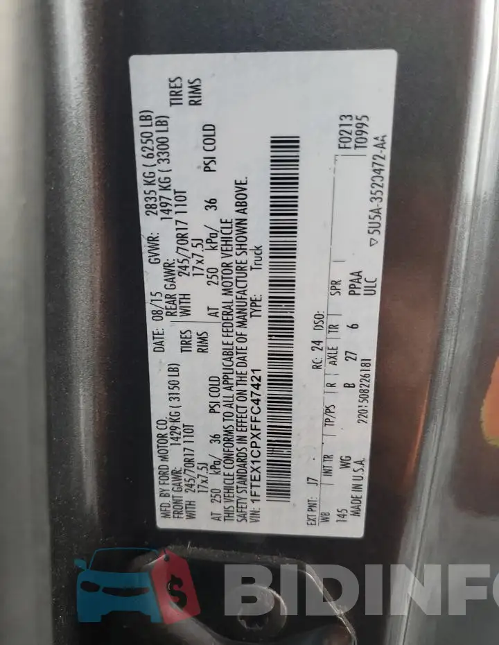 1FTEX1CPXFFC47421 Photo# 13