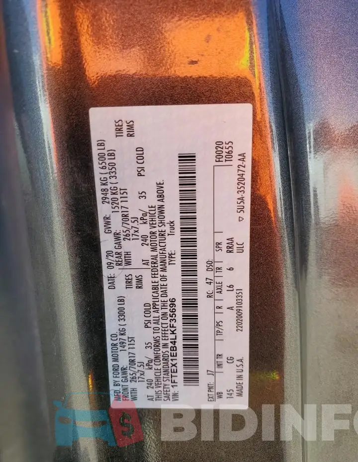 1FTEX1EB4LKF35696 Photo# 13